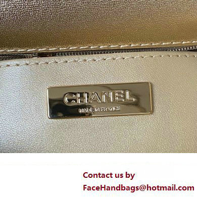 chanel Metallic Mirror Calfskin, Metallic Lambskin  &  Gold-Tone Metal Mini Flap Bag  &  Star Coin Purse AS4647 gold 2024